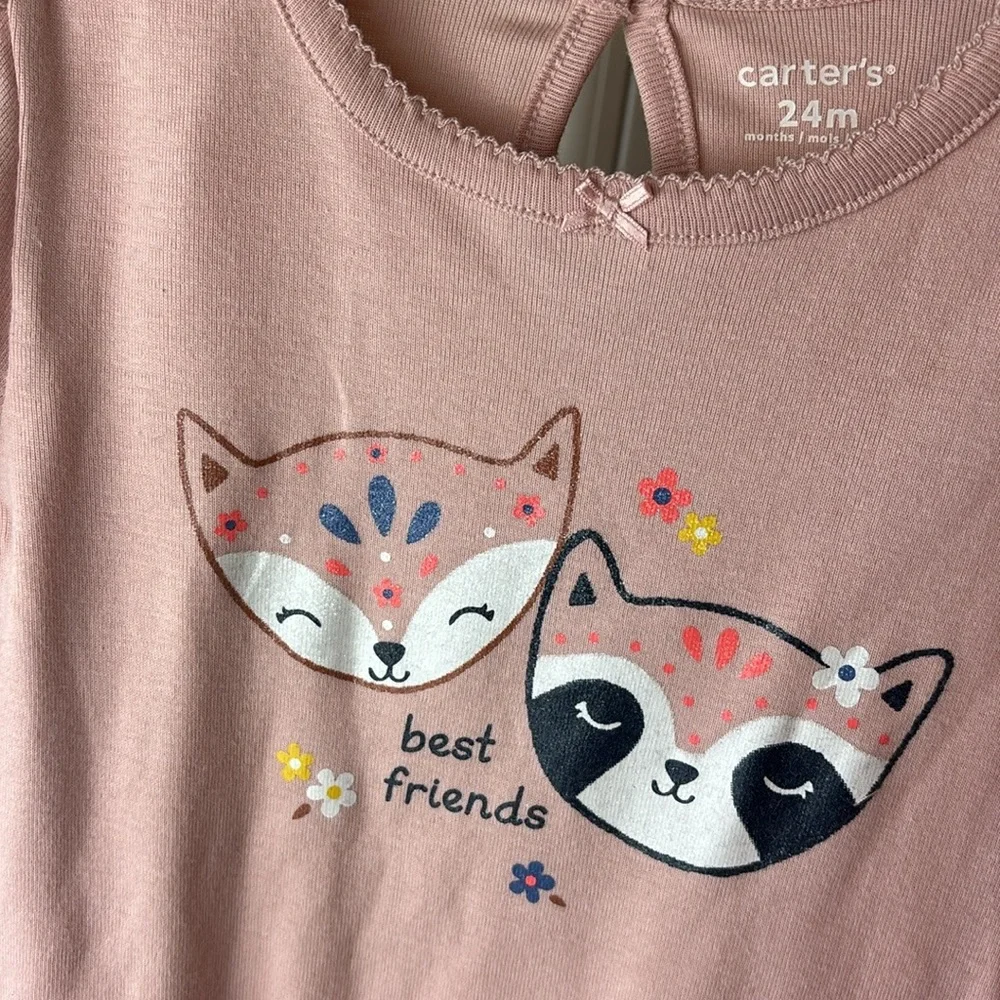 NWT long sleeve onesie cartoon fox Jimothy raccoon Red Panda graphic bodysuit